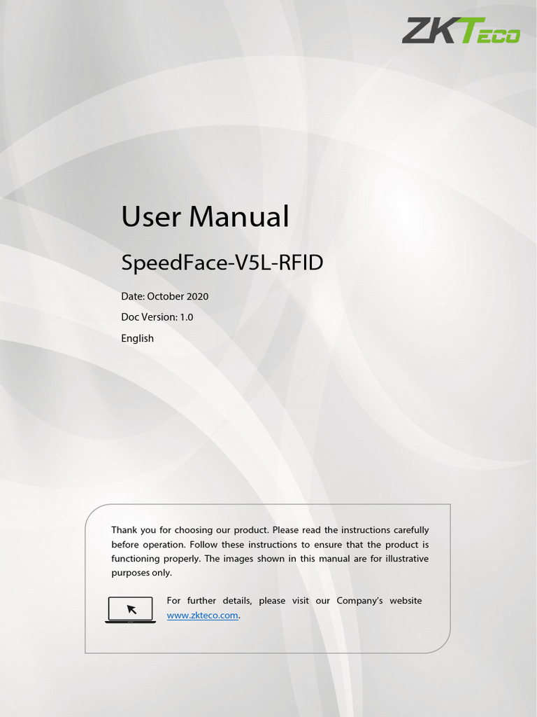 SpeedFace V5L RFID User Manual | PDF | Computer Network | Access Control