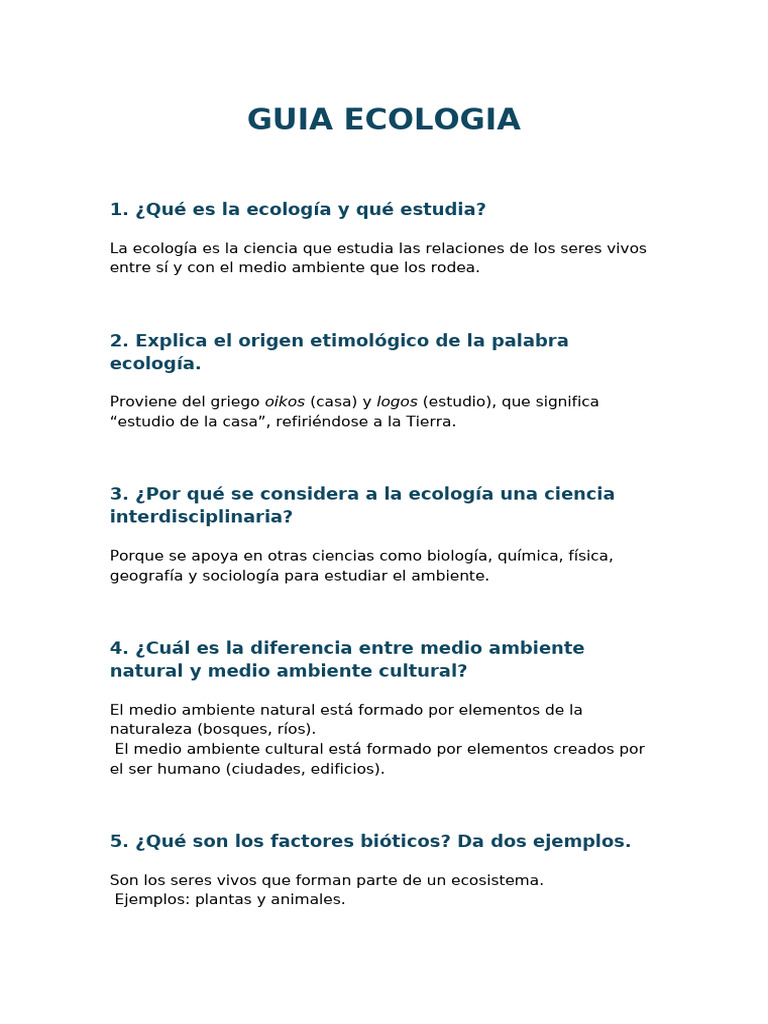Guia Ecologia | PDF | Ecología | Entorno natural