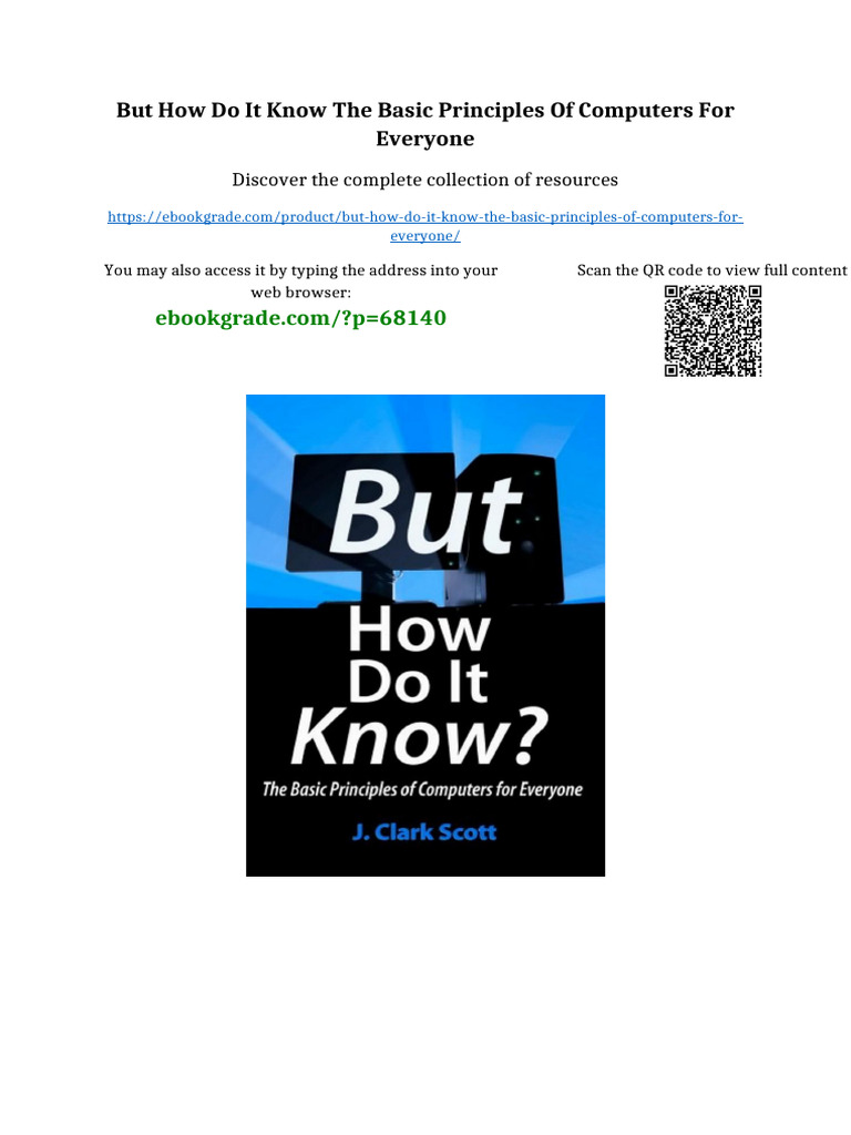 But How Do It Know The Basic Principles of Computers For Everyone Full ...