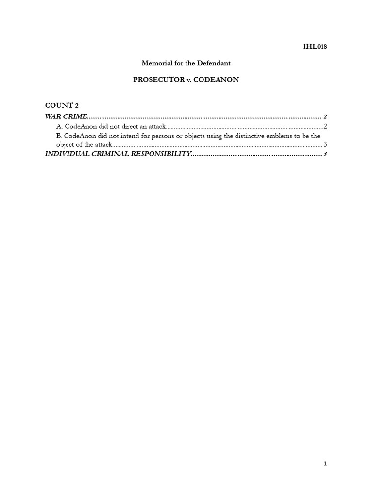 Draft D2-IHL018 Second Memo | PDF | International Humanitarian Law ...