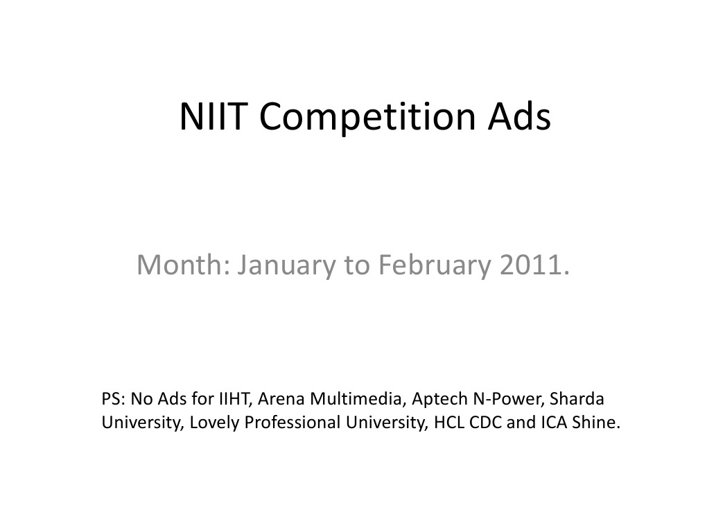 NIIT Competition Ads Overview 2011 | PDF | Business | Computers