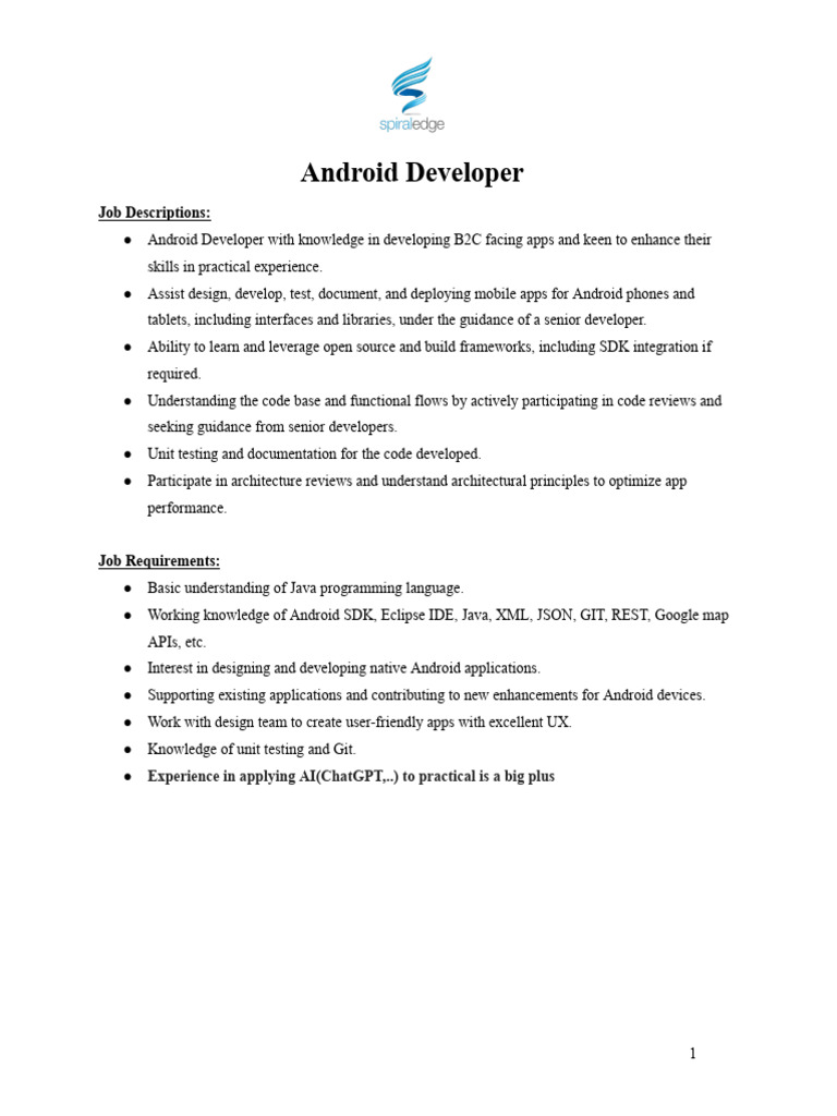 JD For Intern Position | PDF | Databases | Software Development