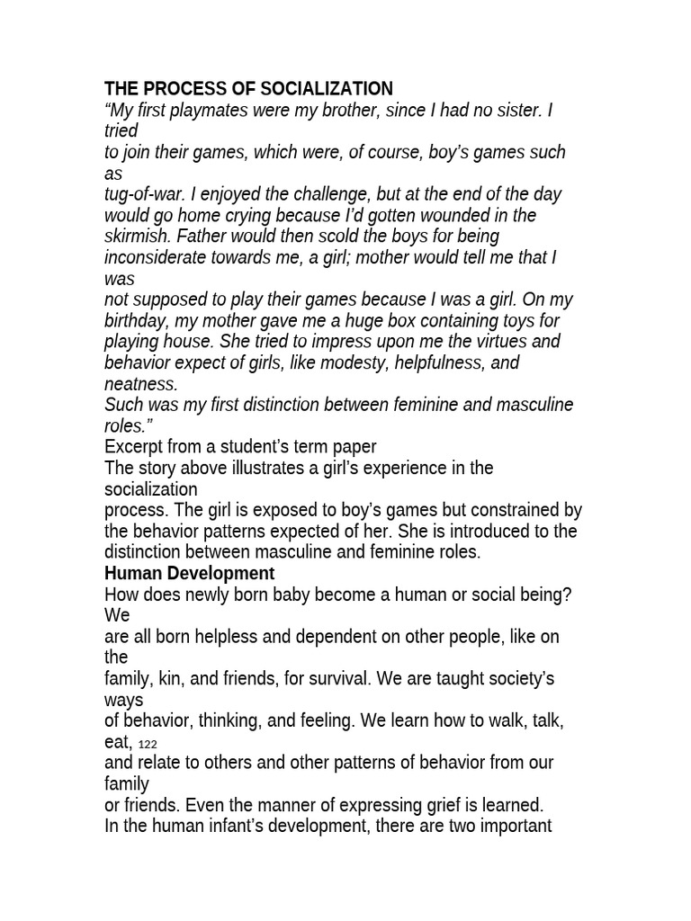 The Process of Socialization | PDF | Socialization | Oedipus Complex