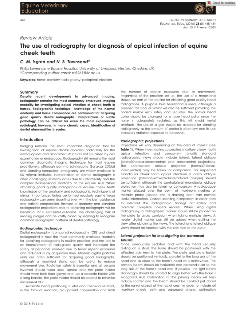 Equine Veterinary Education - 2015 - Isgren - The Use of Radiography ...