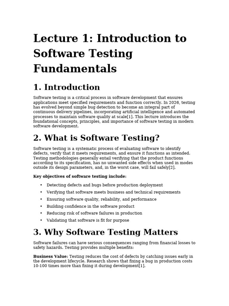 Software Testing Lecture 1 | PDF | Software Testing | Quality Assurance