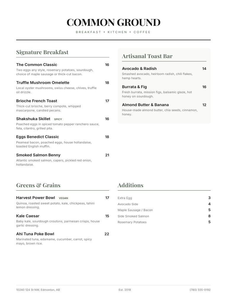 Common Ground Full Menu | PDF | Pesto | Foods