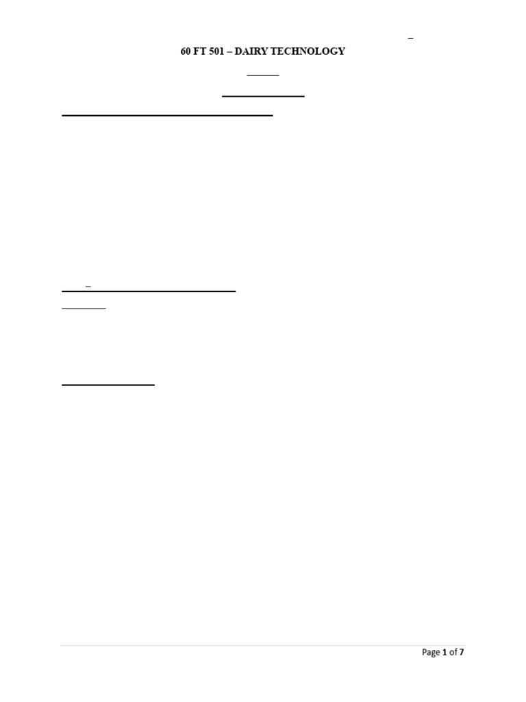 DT Notes | PDF | Milk | Dairy
