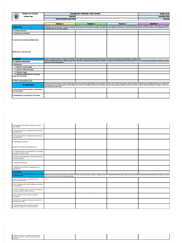 DLL Template | PDF | Teachers | Learning