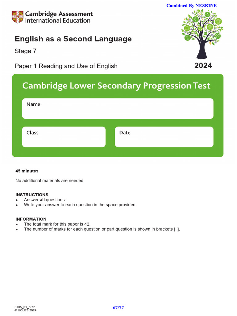 English Esl - Pp1 - 2024 - Qs | PDF
