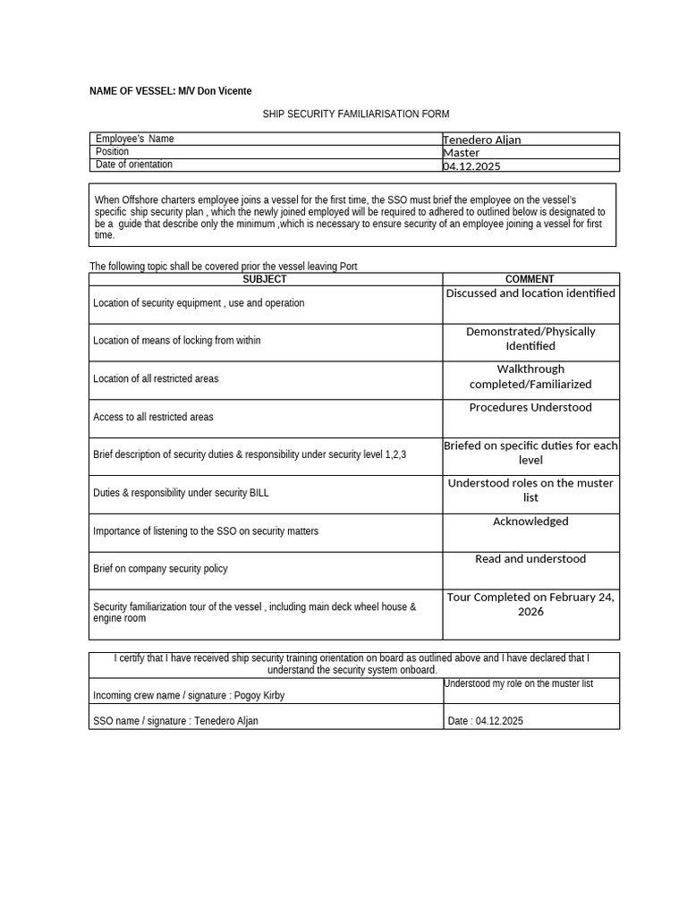 Security Familiarization Form | PDF