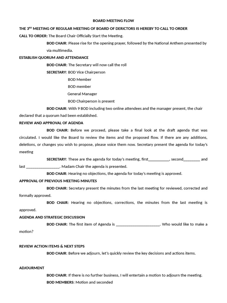 Board Meeting Flow | PDF