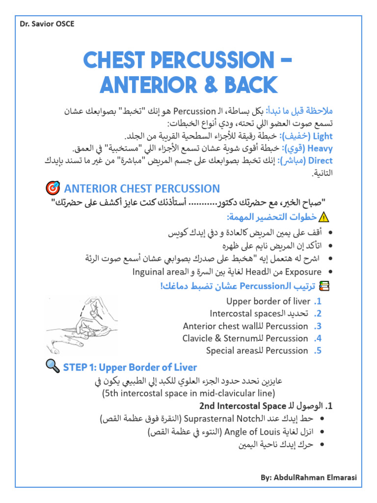 Chest Percussion Anterior & Back | PDF