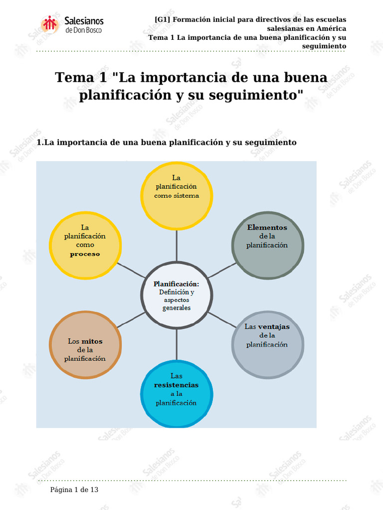 Tema 1-La Importancia de Una Buena Planificación y Su Seguimiento | PDF ...