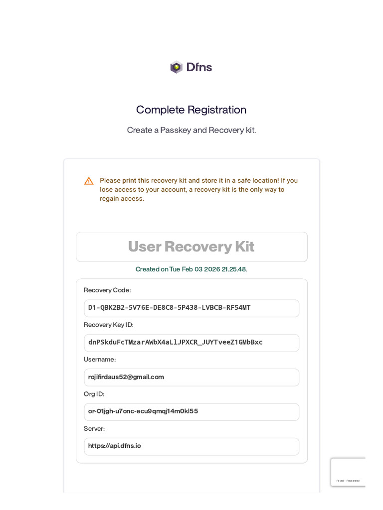 Dashboard - Dfns | PDF