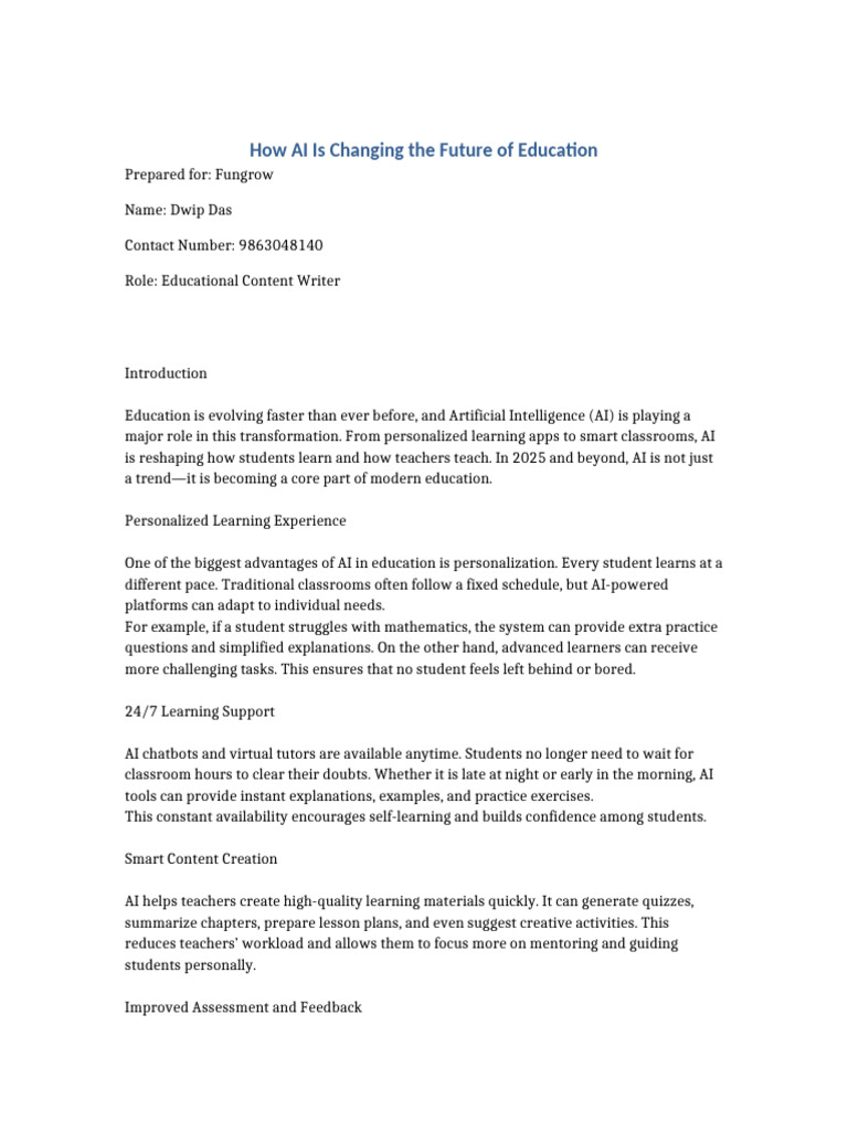 Fungrow Educational Content Project Updated | PDF | Artificial ...