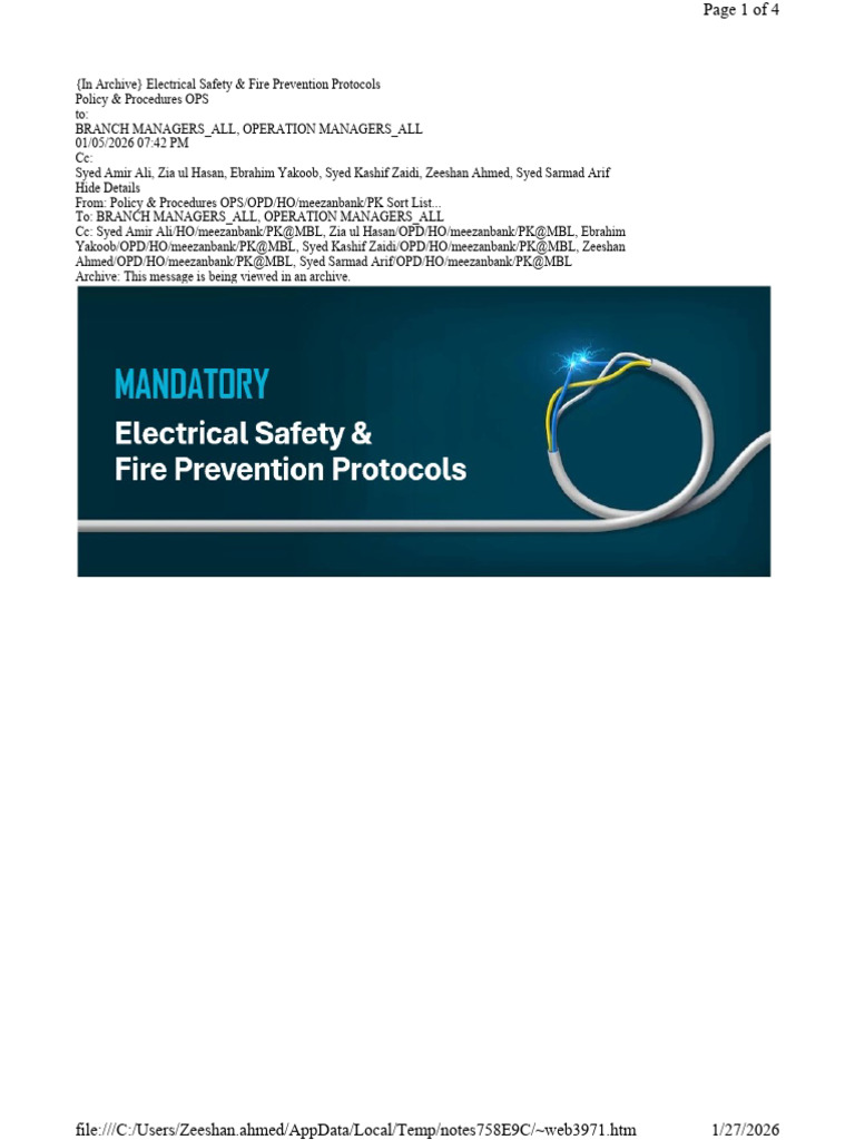 Electrical Safety & Fire Prevention Protocols | PDF | Safety | Combustion