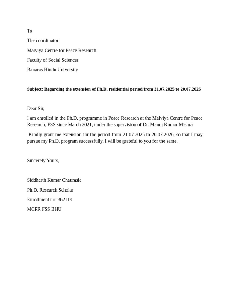 PHD Extention Form | PDF