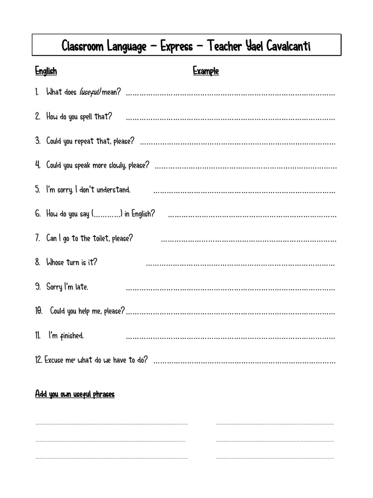 Classroom Language | PDF