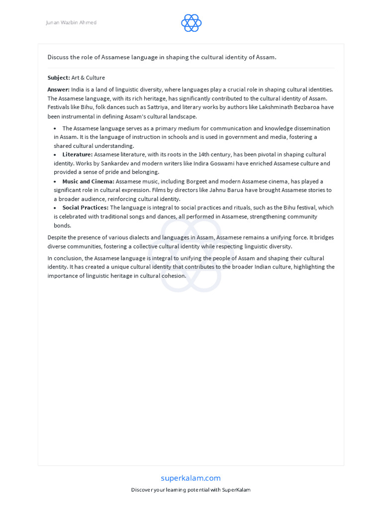 Role of Assamese Language | PDF