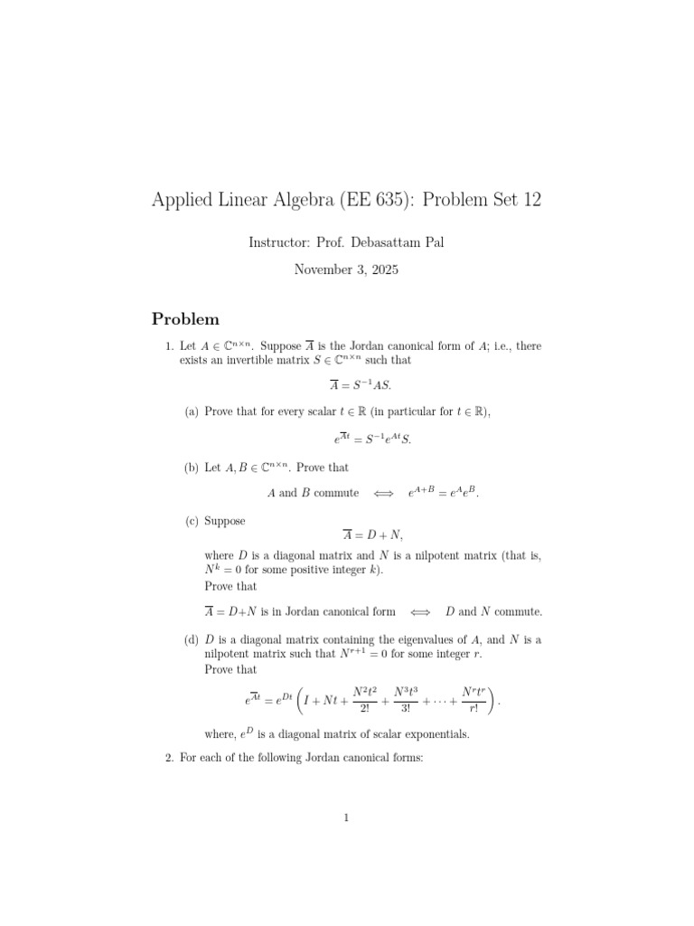 Problem Set 12 | PDF | Matrix (Mathematics) | Mathematical Physics