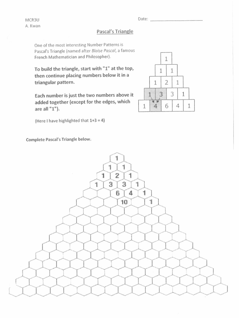 Pascals Triangle-Blank | PDF