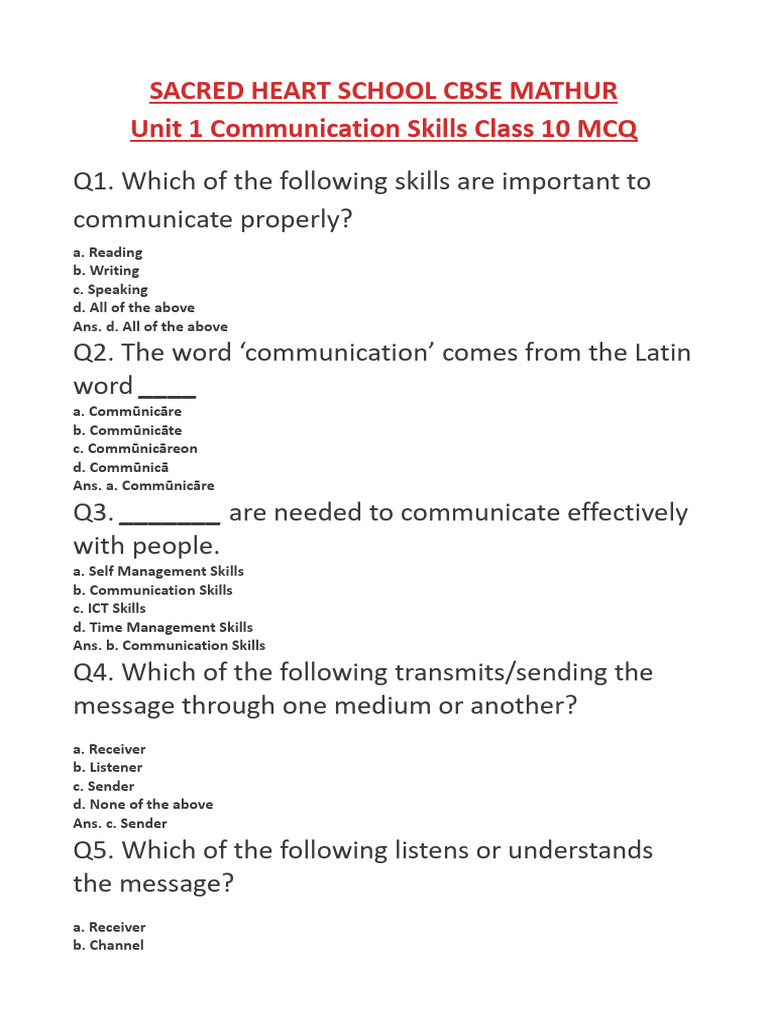 Unit 1 Communication Skills II | PDF | Communication | Nonverbal ...