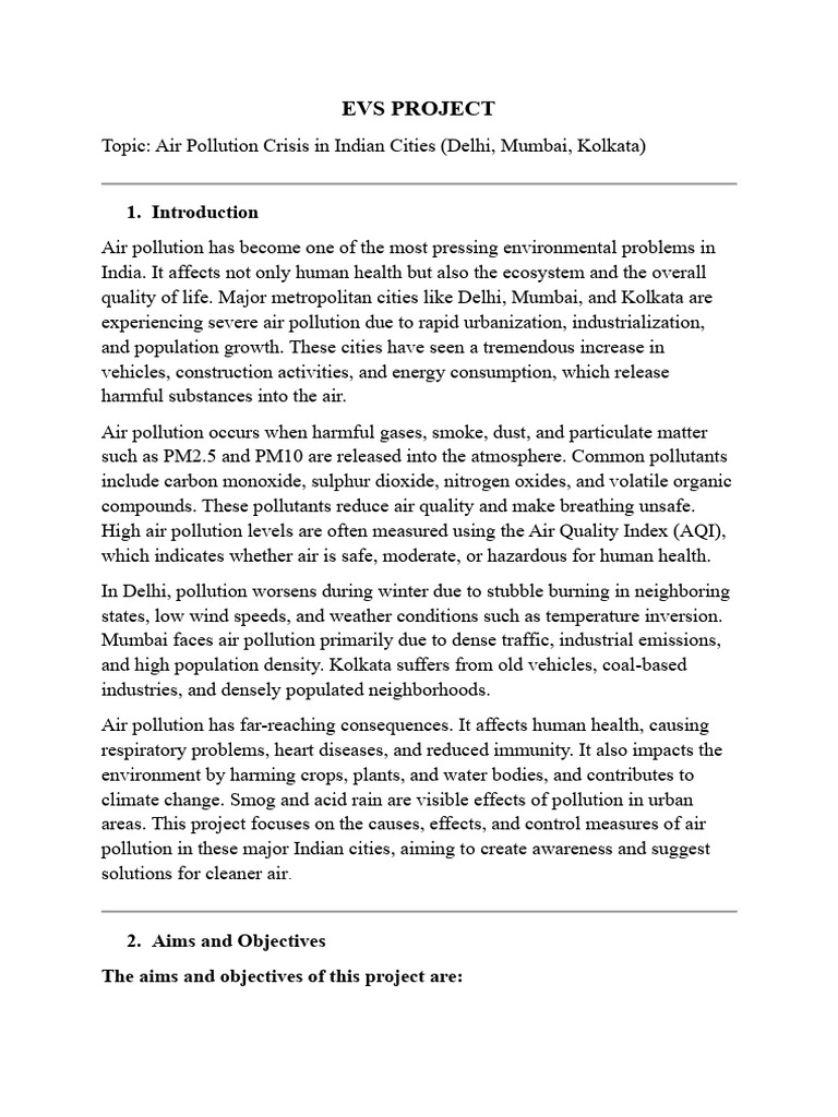 Evs Project | PDF | Air Pollution | Atmosphere Of Earth