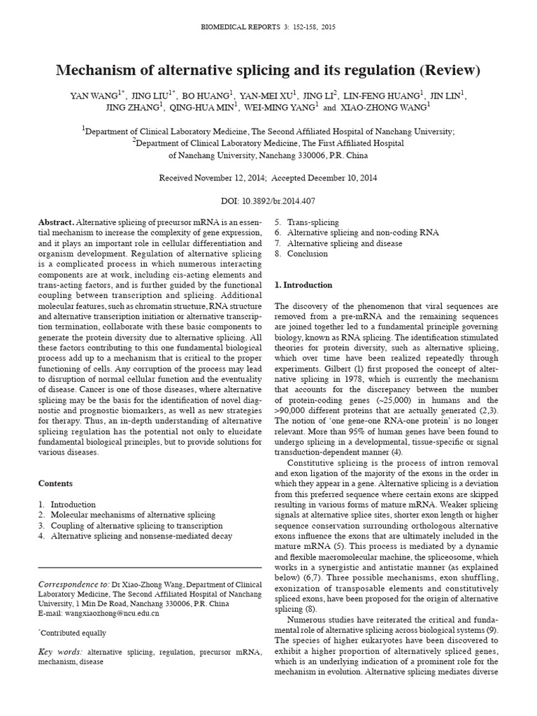 Alternative Splicing | PDF | Alternative Splicing | Rna Splicing