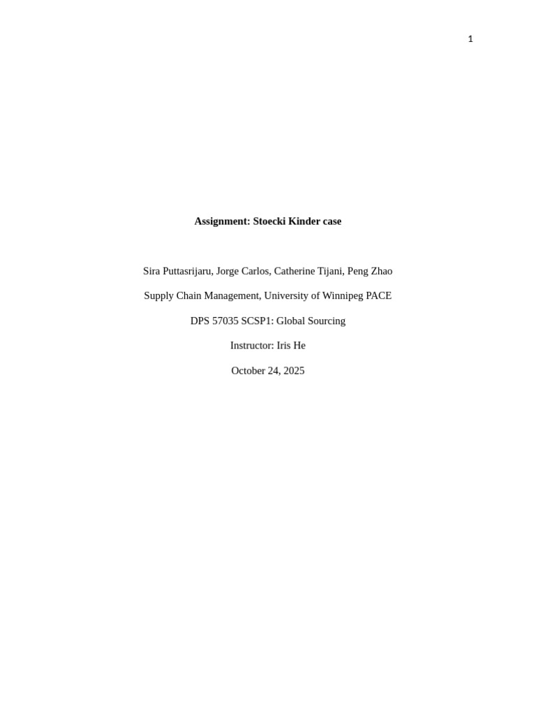 Stoecki Kinder Case Final 2 | PDF | Supply Chain | Performance Indicator
