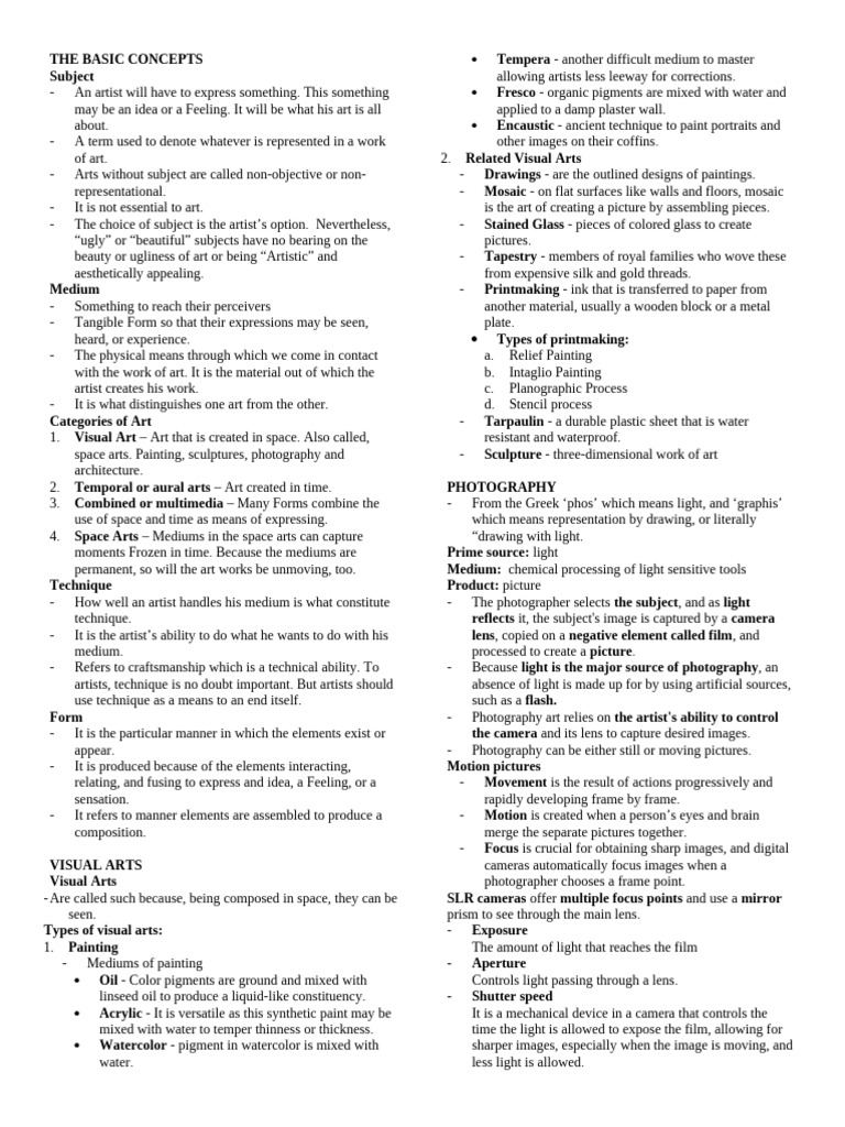 Art App Notes Midterms | PDF | Poetry | Musical Instruments