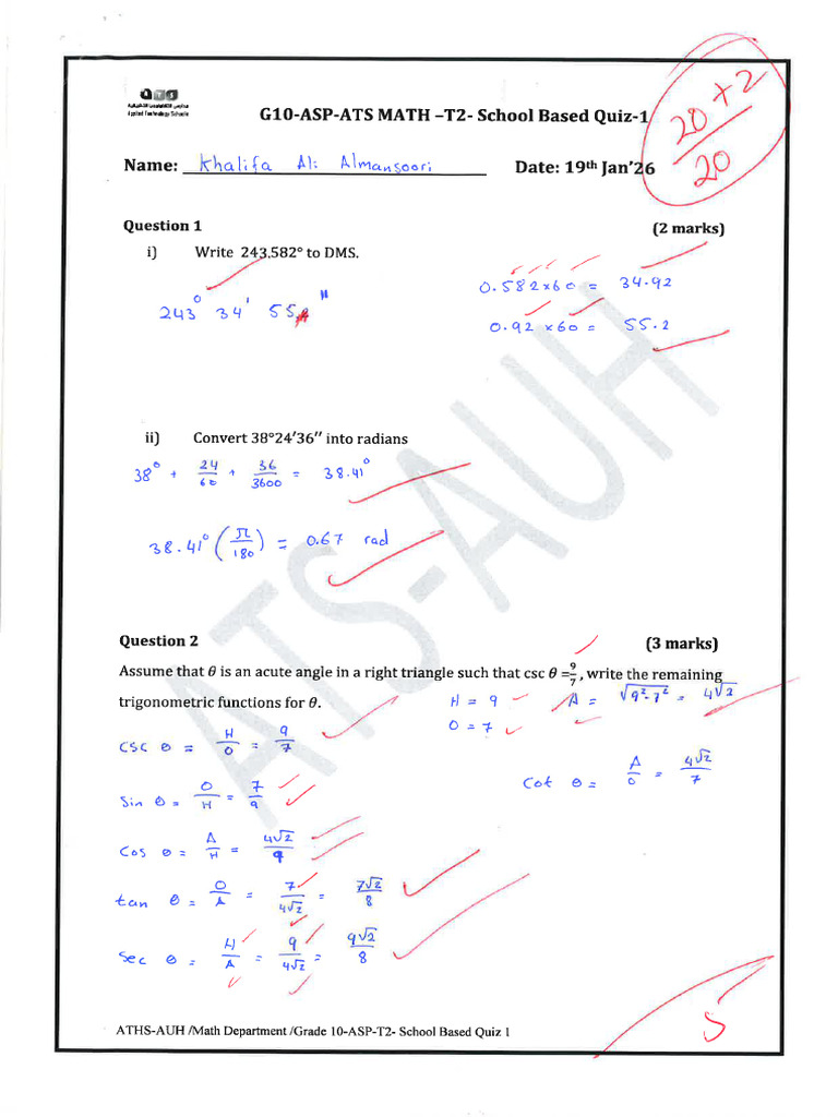 Math Term 2 SBQ 1answer Key 1 | PDF