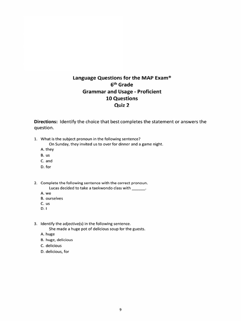 （打印版10-17）MAP 6th Grade Language Use Tests | PDF