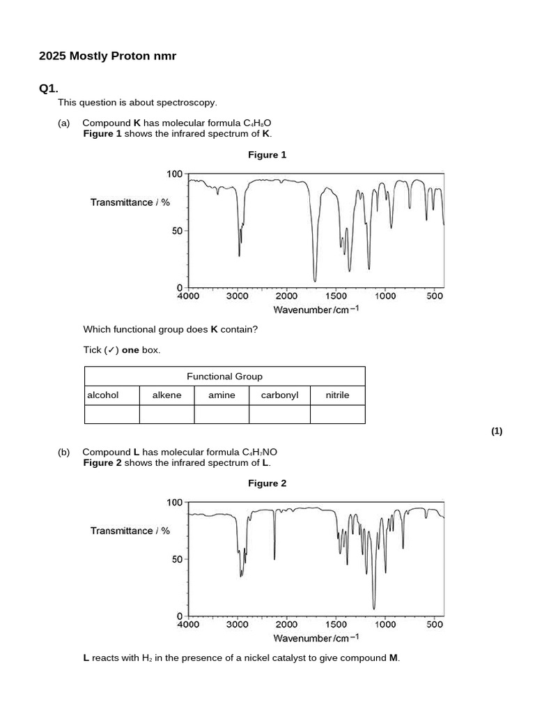 2025 Mostly Proton NMR Q Only | PDF | Proton Nuclear Magnetic Resonance ...