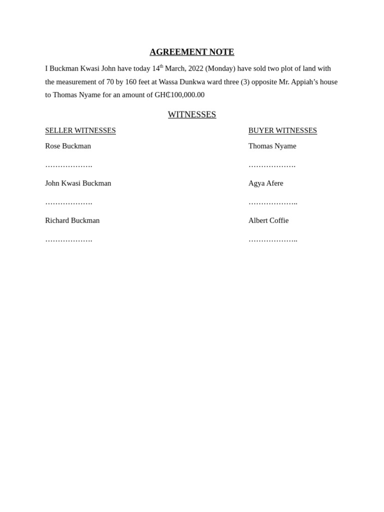 Agreement Note | PDF