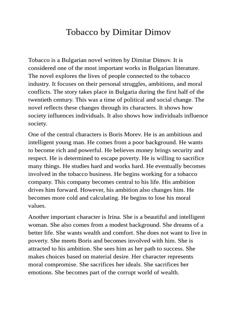 tobacco dimitar dimov Tobacco by Dimitar Dimov | PDF | Value (Ethics)