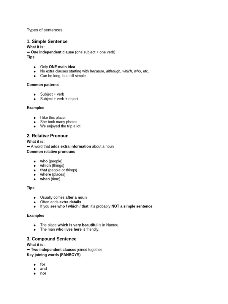 Types of Sentences | PDF