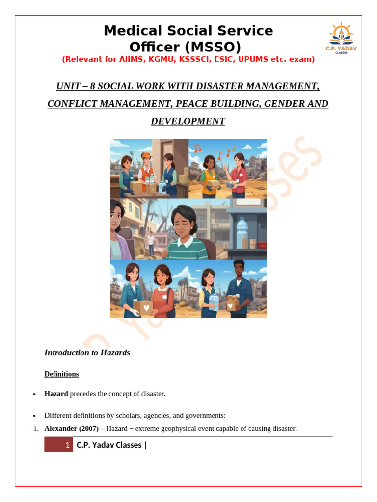 Unit - 8 Msso Disaster Manangement | PDF | Hazards | Natural Disasters