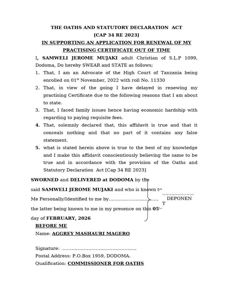 The Oaths and Statutory Declaration Act | PDF