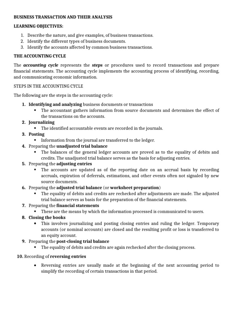 Chapter 6 Business Transactions and Their Analysis | PDF | Debits And ...