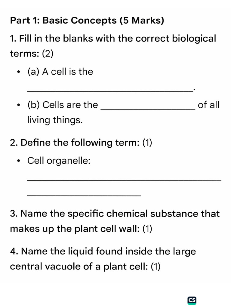 Cells Test & As | PDF