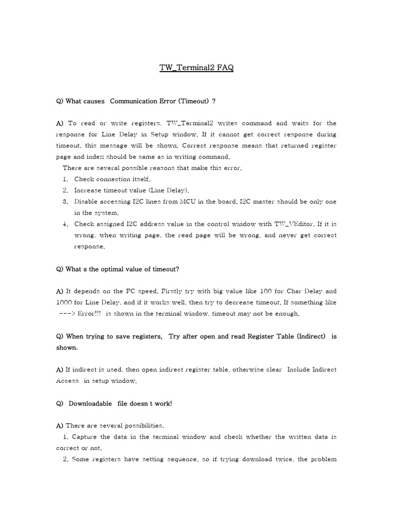 FAQ TW Terminal2 | PDF