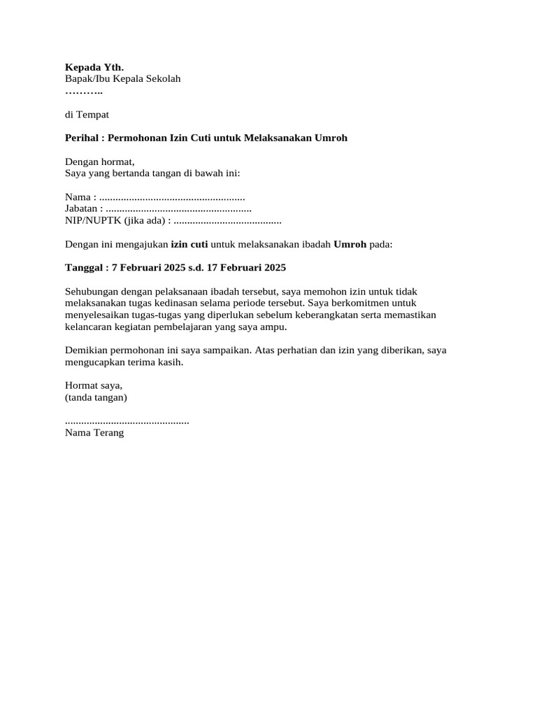 Surat Ijin Cuti | PDF