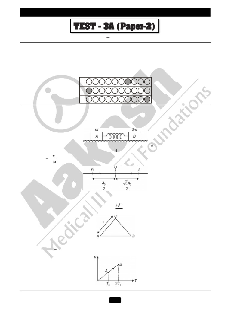TEST - 3A (Paper-2) : - I: Physics | PDF | Gases | Waves