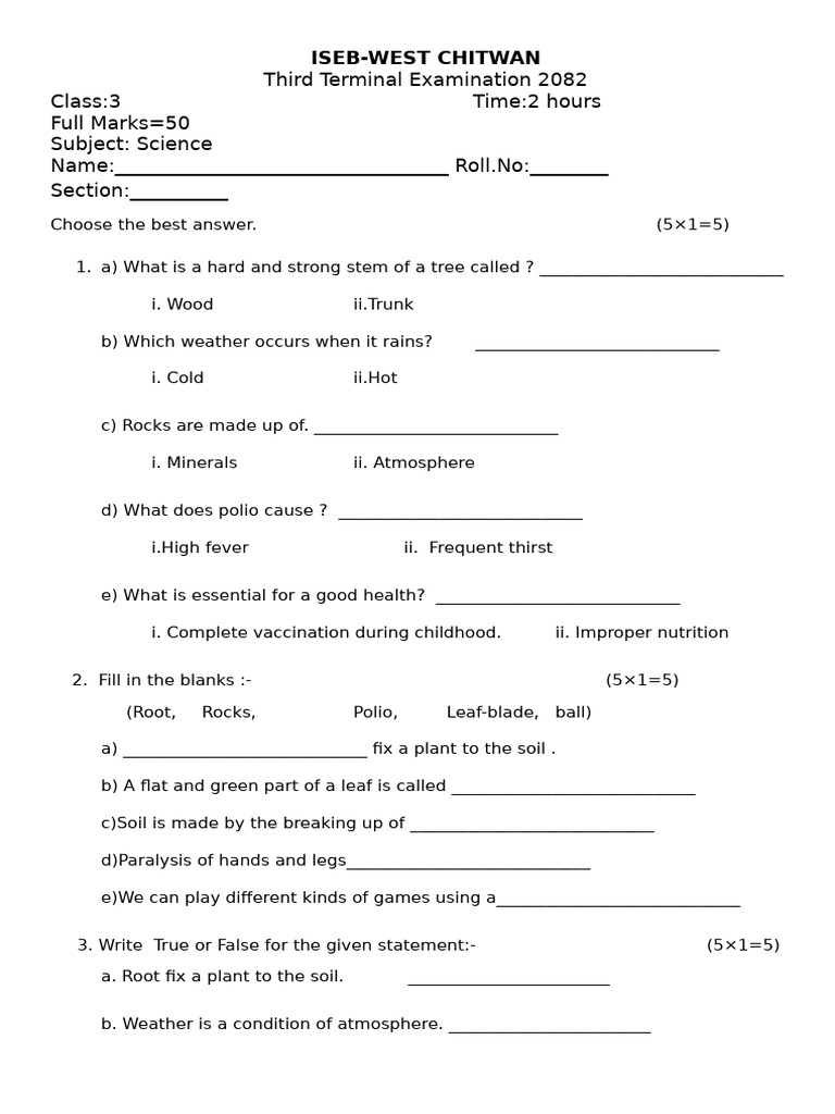 Class 3 Science (Print) | PDF | Soil | Earth Sciences