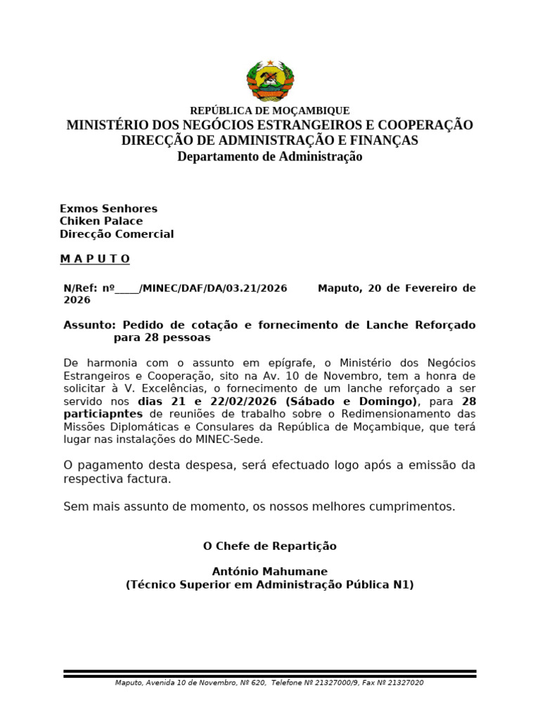 Pedido C. PALACE Lanche - Reforcado (DEPI - 28 Part.s) | PDF | Governo