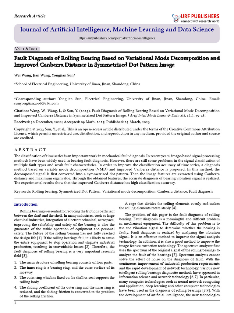 Fault Diagnosis of Rolling Bearing Based On Variational Mode ...