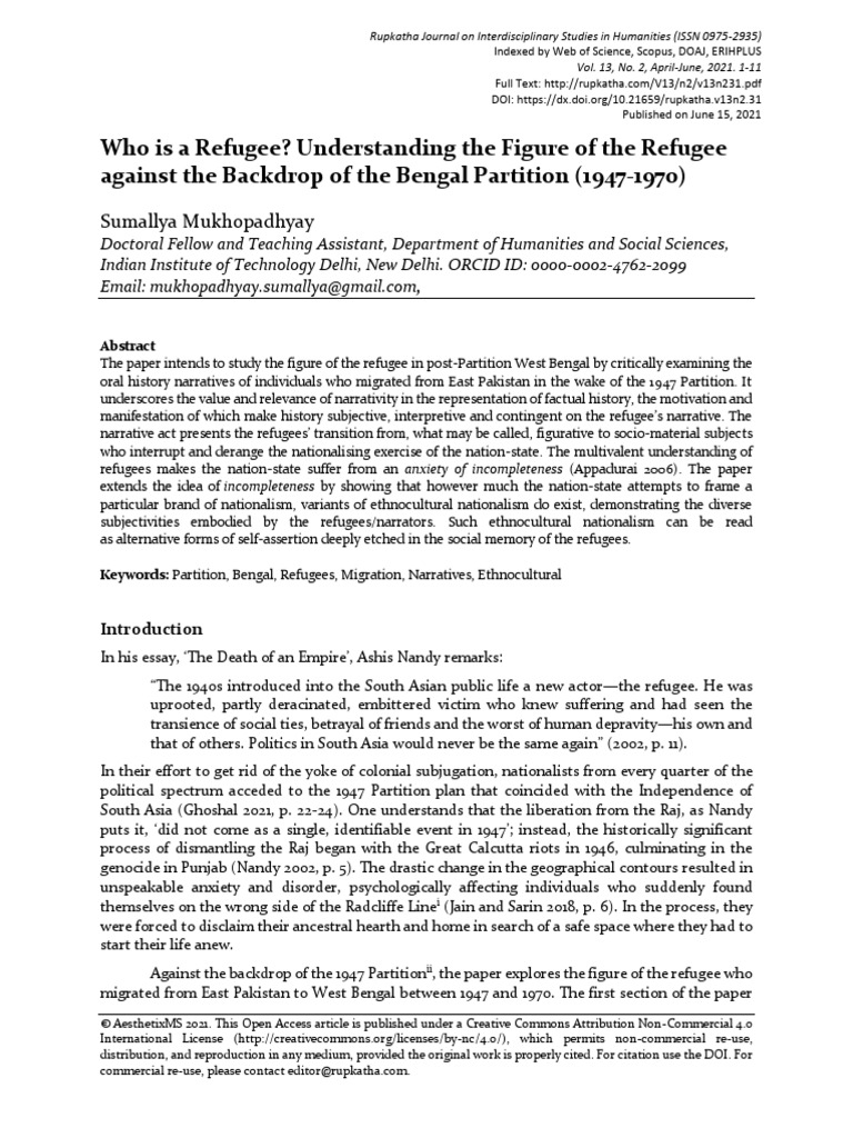Who Is A Refugee Understanding The Figur | PDF | Partition Of India