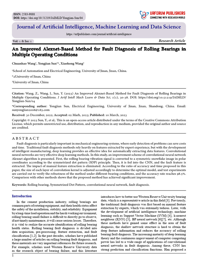 An Improved Alexnet-Based Method For Fault Diagnosis of Rolling ...