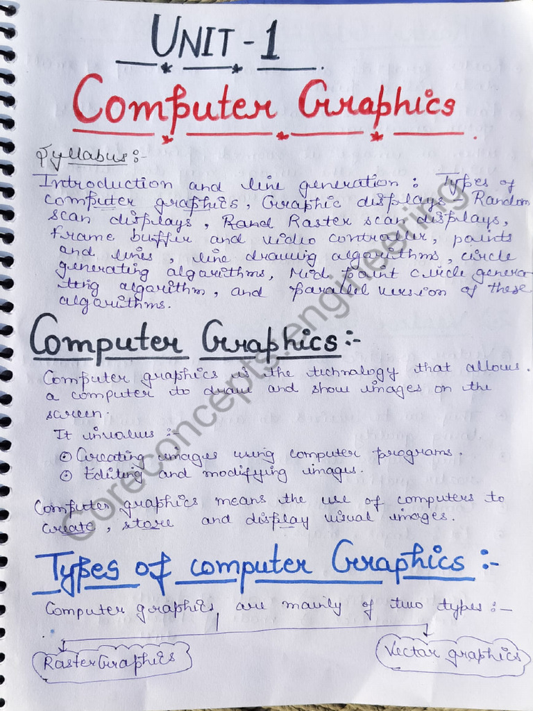 Unit-1 Computer Graphics by Coreconcepts - Engineering | PDF