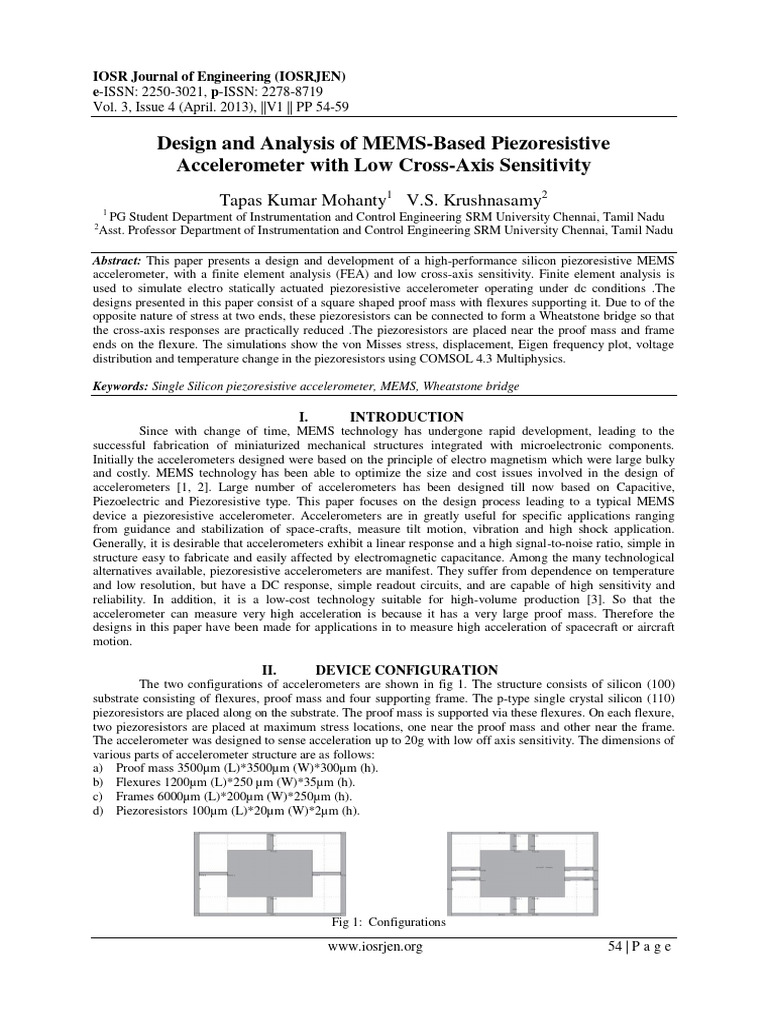 Design and Analysis of MEMS Based Piezor | PDF | Accelerometer ...
